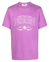 T-shirt girocollo stampata viola melanzana di MSGM