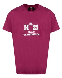 T-shirt girocollo stampata viola melanzana di N°21