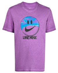 T-shirt girocollo stampata viola melanzana di Nike