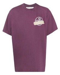 T-shirt girocollo stampata viola melanzana di Off-White