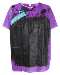 T-shirt girocollo stampata viola melanzana di Raf Simons