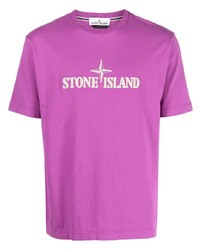 T-shirt girocollo stampata viola melanzana di Stone Island