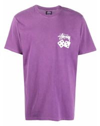 T-shirt girocollo stampata viola melanzana di Stussy