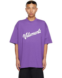 T-shirt girocollo stampata viola melanzana di Vetements