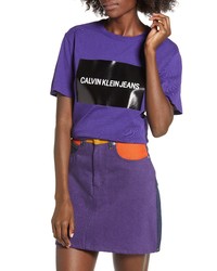 T-shirt girocollo stampata viola