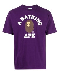 T-shirt girocollo stampata viola di A Bathing Ape