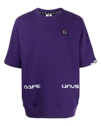 T-shirt girocollo stampata viola di AAPE BY A BATHING APE