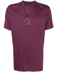 T-shirt girocollo stampata viola di Armani Exchange