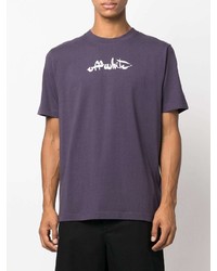 T-shirt girocollo stampata viola di Off-White