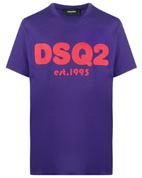 T-shirt girocollo stampata viola di DSQUARED2