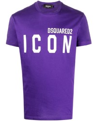 T-shirt girocollo stampata viola di DSQUARED2