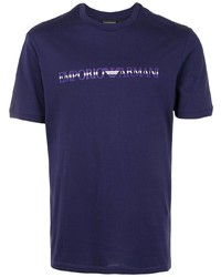 T-shirt girocollo stampata viola di Emporio Armani