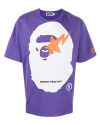 T-shirt girocollo stampata viola di Heron Preston