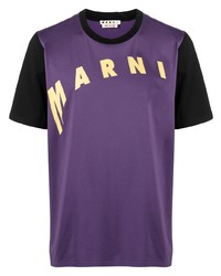 T-shirt girocollo stampata viola di Marni