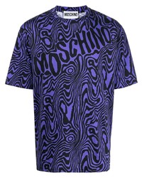 T-shirt girocollo stampata viola di Moschino
