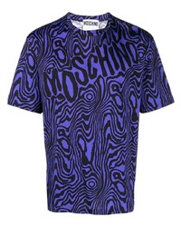 T-shirt girocollo stampata viola di Moschino