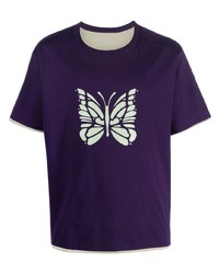 T-shirt girocollo stampata viola di Needles