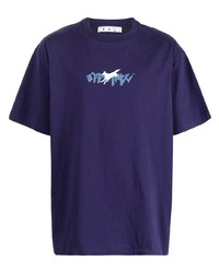 T-shirt girocollo stampata viola di Off-White
