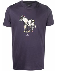 T-shirt girocollo stampata viola di Paul Smith