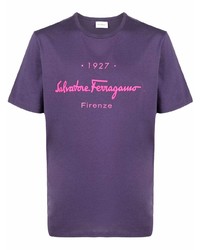 T-shirt girocollo stampata viola di Salvatore Ferragamo