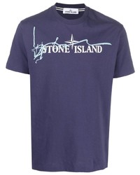 T-shirt girocollo stampata viola di Stone Island
