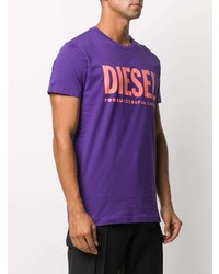 T-shirt girocollo stampata viola di Diesel