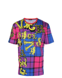 T-shirt girocollo stampata viola di Versace
