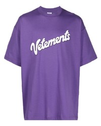 T-shirt girocollo stampata viola di Vetements
