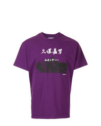T-shirt girocollo stampata viola di Yoshiokubo
