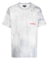 T-shirt girocollo strappata azzurra di purple brand