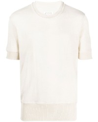 T-shirt girocollo strappata beige di Maison Margiela
