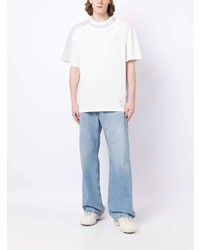 T-shirt girocollo strappata bianca di Feng Chen Wang