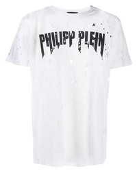 T-shirt girocollo strappata bianca di Philipp Plein