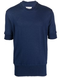T-shirt girocollo strappata blu scuro di Maison Margiela