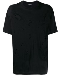 T-shirt girocollo strappata nera di Ann Demeulemeester
