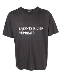 T-shirt girocollo strappata nera di Enfants Riches Deprimes