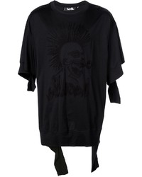T-shirt girocollo strappata nera di Haculla