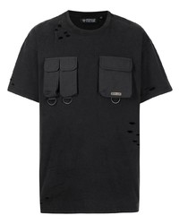T-shirt girocollo strappata nera di Mostly Heard Rarely Seen