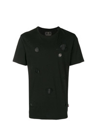 T-shirt girocollo strappata nera di Philipp Plein