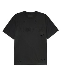 T-shirt girocollo strappata nera di purple brand