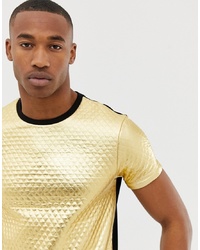 T-shirt girocollo trapuntata dorata