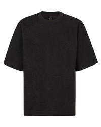 T-shirt girocollo trapuntata nera di Fendi