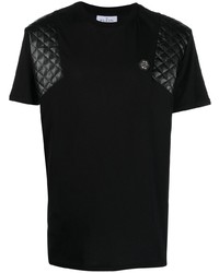 T-shirt girocollo trapuntata nera di Philipp Plein