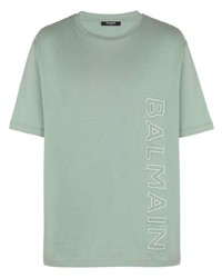 T-shirt girocollo verde menta di Balmain