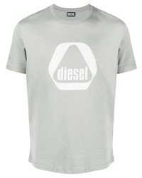 T-shirt girocollo verde menta di Diesel