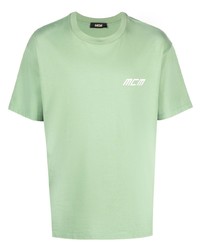 T-shirt girocollo verde menta di MCM