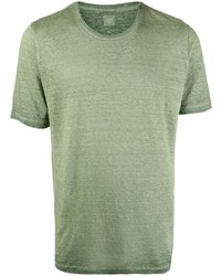 T-shirt girocollo verde oliva di 120% Lino