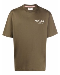 T-shirt girocollo verde oliva di Bally