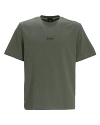 T-shirt girocollo verde oliva di BOSS