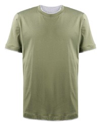 T-shirt girocollo verde oliva di Brunello Cucinelli